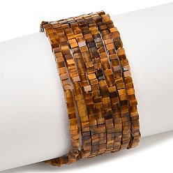 Тигровый глаз Природных тигровый глаз бисер нитей, квадратный, 1.5x1.5x1~1.5 мм, отверстие : 0.5 мм, около 344 шт / нитка, 14.96'' (38 см)