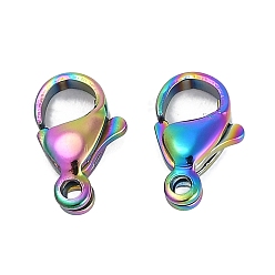 Rainbow Color 304 нержавеющая сталь застежка когтя омара, Радуга цветов, 11x6.5x4 мм, отверстие : 1.2 мм
