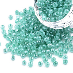 Бирюза 6/0 бисер имитация нефрита, блеск, окрашенные, круглые, бирюзовые, 4x3 мм, отверстие : 1.2 мм, о 450 г / мешок