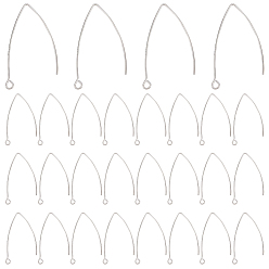 Нержавеющая Сталь Цвет 304 нержавеющей стали серьги крюков, с горизонтальной петлей, цвет нержавеющей стали, 41x22x1 мм, 18 датчик, отверстие : 2 мм, 100 шт / коробка, контейнер для хранения: 10.8x7.4x1.8 см