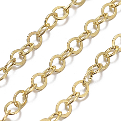 Golden Brass Flat Oval Cable Chains, Unwelded, with Spool, Cadmium Free & Nickel Free & Lead Free, Golden, 3.5x3x0.5mm, about 301.83 Feet(92m)/roll