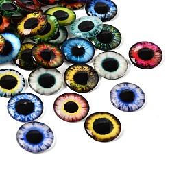 Mixed Color Printed Transparent Glass Cabochons, Half Round with Eye Pattern, Mixed Color, 20x5mm, about 100pcs/bag
