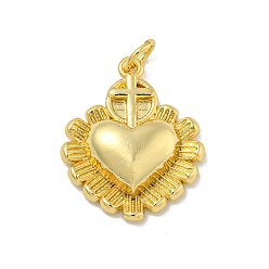 Настоящее золото 18K Латунные подвески, без кадмия и без свинца, сердце прелести, с целью перехода в кольце, реальный 18 k позолоченный, 21.5x17.5x4.5 мм, отверстие : 3 мм