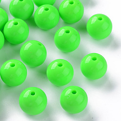 Lime Opaque Acrylic Beads, Round, Lime, 16x15mm, Hole: 2.8mm, about 220pcs/500g
