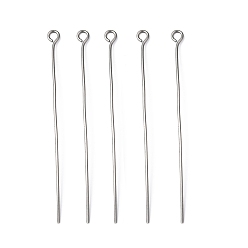 Stainless Steel Color 304 Stainless Steel Eye Pin, Stainless Steel Color, 50mm, Hole: 2mm, Pin: 0.7mm