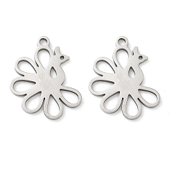 Нержавеющая Сталь Цвет 201 подвески из нержавеющей стали, павлин очарование, лазерная резка, цвет нержавеющей стали, 18x13x0.8 мм, отверстие : 1.4 мм