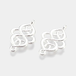 Серебро Звенья / разъемы из сплава в тибетском стиле, компоненты для люстры, без свинца и без кадмия, ромб, серебряные, 28x18x2 мм, отверстие : 1.5 мм, 595 шт / кг