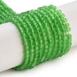 Зеленый лайм Кошачие глаза, граненые, рондель, зеленый лайм, 3x2.5 мм, отверстие : 0.6 мм, около 153 шт / нитка, 14.17'' (36 см)