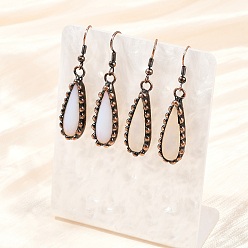 Опал Серьги-капли из латуни с опалитом, без кадмия и без свинца, Красная медь, 49x11.5 мм