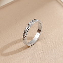 Нержавеющая Сталь Цвет 201 кольца для пальцев из нержавеющей стали для женщин, цвет пшеницы, цвет нержавеющей стали, размер США 6 (16.5 мм)