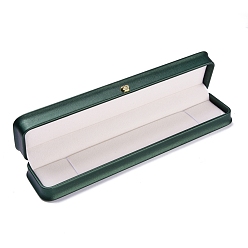Dark Green PU Leather Necklace Box, with Golden Iron Crown, for Wedding, Jewelry Storage Case, Rectangle, Dark Green, 9-3/8x2-1/4x1-1/2 inch(23.9x5.6x3.7cm)