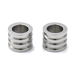 Нержавеющая Сталь Цвет 303 из нержавеющей стали европейские шарики, бусины с большим отверстием, Рифленые бусины, колонка, цвет нержавеющей стали, 10x8 мм, отверстие : 6.5 мм