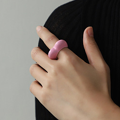 Бледно-Розовый 3d сердце цинковый сплав эмалированные кольца для пальцев, золотые, розовый жемчуг, внутренний диаметр: 17 мм