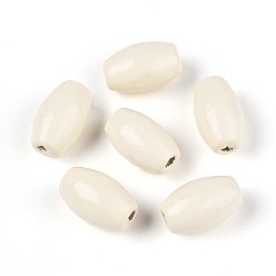 Желтая Старая Ткань  Окрашенные распылением деревянные бусины Schima, рис, старое кружево, 9.5~10x6~6.5 мм, отверстие : 1.8~2 мм