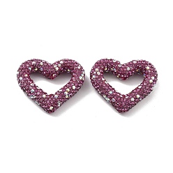 Розовый Бусины из полимерной глины в форме сердца со стразами, Фокальные бусины для самодельного брелока для телефона, принадлежности для изготовления ручек и ювелирных изделий, светло-розовый, 27.5x33.5x8 мм, отверстие : 2 мм