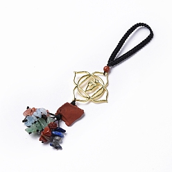 Красный Камень Подвеска-кисточка из натуральной необработанной красной яшмы и смешанной каменной крошки, подвески из сплава чакры, муладхара, 155 мм, ссылка: 24x44x2 mm