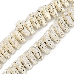 с Покрытием Серебра Гальванические бусины из натуральной лавы, треугольные, со серебряным покрытием, 7.5x6.5x3 мм, отверстие : 1 мм, около 132 шт / нитка, 15.75'' (40 см)