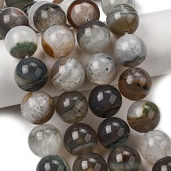 Серый Природный агат бисер нитей, окрашенная и подогревом, круглые, серые, 15~16.5 мм, отверстие : 0.8 мм, около 25 шт / нитка, 15.55''~15.75" (39.5~40 см)
