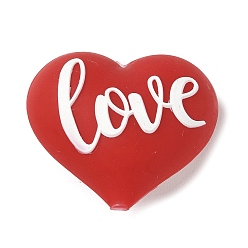 Красный Силиконовые бусины ко Дню святого Валентина, сердце со словом "love", фокусные бусы, красные, 26x30x17 мм, отверстие : 2 мм