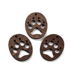 Paw Print Подвески из орехового дерева, верблюжие, отпечаток лапы, 28.5x23x2.5 мм, отверстие : 2 мм