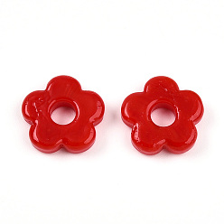Малиновый Бусины лэмпворк , цветок, малиновый, 15~16x16x3.5~4.5 мм, отверстие : 4.5~5 мм