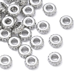 Platinum SHEGRACE Brass Beads, Cadmium Free & Nickel Free & Lead Free, Textured Flat Round, Platinum, 5x5x2mm, Hole: 2mm