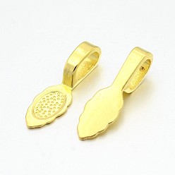 Golden Tibetan Style Alloy Glue-on Flat Pad Bails, Cadmium Free & Lead Free, Golden, 26x8x7mm, Hole: 5x8mm, about 735pcs/1000g
