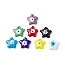 (52) Непрозрачная лаванда Ручной зла подвески бусины глаз, звезда очарование, разноцветные, 23.5~24x24~25x5~6.5 мм, отверстие : 2.5~3 мм