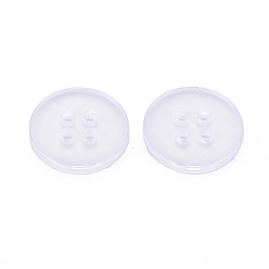 Clear 4-Hole Resin Buttons, Flat Round, Clear, 15x2mm, Hole: 2mm