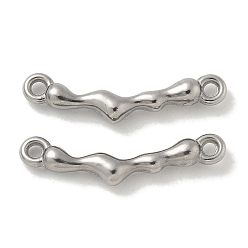 Нержавеющая Сталь Цвет 304 Изогнутые текстурированные подвески-соединители из нержавеющей стали, цвет нержавеющей стали, 6.5x25x3.5 мм, отверстие : 1.6 мм