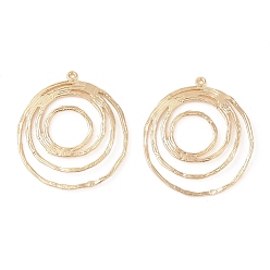 Настоящее золото 14K Латунные подвески, кольцо, реальный 14 k позолоченный, 30x27x1.5 мм, отверстие : 1 мм