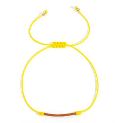 Желтый Браслеты из бисера ручной работы, плетеные из стеклянных бусин, регулируемые плетеные браслеты из волоконного шнура для женщин, колонка, желтые