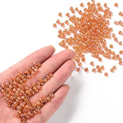Gold Round Glass Seed Beads, Transparent Colours Rainbow, Round, Gold, 4mm