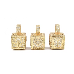 Mixed Shapes Латунные микро проложить кубического циркония подвески, квадратные амулеты, стойки покрытие, долговечный, без кадмия и без свинца, реальный 18 k позолоченный, разнообразные, 19~20x12x12 мм, отверстие : 6x4.5 мм