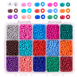 Mixed Color Baking Paint Glass Seed Beads, Round, Mixed Color, 8/0, 3mm, Hole: 1mm, about 480pcs/color