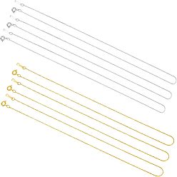 Golden & Silver Brass Boston Link Chain Necklace Making, Thin Chains, Golden & Silver, 20 inch(50.8cm), 0.5mm, 2 colors, 10pcs/color, 20pcs/box