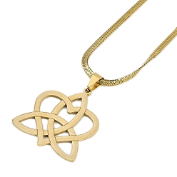 Настоящее золото 18K 201 цепочка-подвеска из нержавеющей стали с сердечком и узлом желаний, реальный 18 k позолоченный, 16.54 дюйм (42 см)