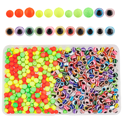 Mixed Color DIY Beads Jewelry Making Finding Kit, Including Fishing Foam Float & Round Evil Eye Resin Beads, Mixed Color, 440pcs/box