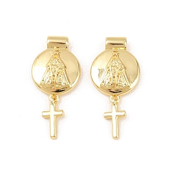 Human Латунные подвески, плоские круглые и крестообразные подвески, долговечный, стойки покрытие, без свинца и без кадмия, золотые, Носа-Сеньора-Апаресида, 27.5x13x3.5 мм, отверстие : 2 мм