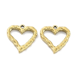 Real 18K Gold Plated Ion Plating(IP) 316L Surgical Stainless Steel Pendants, Heart Charm, Real 18K Gold Plated, 21x20x3.5mm, Hole: 2mm