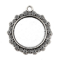 Античное Серебро Сплавочные сеттинги для кулона (кабошон), тибетский стиль, без кадмия и без свинца, античное серебро, 31x28x2 мм, отверстие : 2.5 мм, лоток : 20 мм
