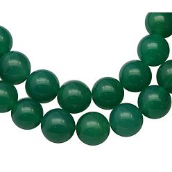Зеленый Природных бисера агат, окрашенные, круглые, зелёные, Размер : диаметром около 6 мм , отверстие : 1 мм, 63 шт / нитка, 15.5 дюйм