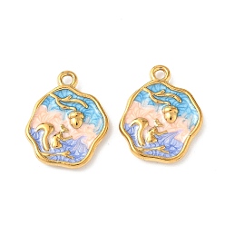 Золотой 304 нержавеющей стальной эмали подвески, белка прелести, ионное покрытие (ip), золотые, 24x18x3.5 мм, отверстие : 2 мм