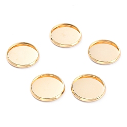 Золотой 304 Настройки нержавеющей стали кабошон, чашки безель с краями, плоско-круглые, золотые, 16x2 мм лоток: 14 мм