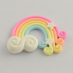 Colorful Handmade Polymer Clay Cabochons, Rainbow, Colorful, 36~38x45~56x5~8mm
