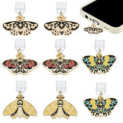 (52) Непрозрачная лаванда 8шт 4 стили пластиковые мобильные пылезащитные заглушки, с подвесками из эмали и сплава , Бабочка с цветком, разноцветные, 29~32 мм, 2 шт / стиль