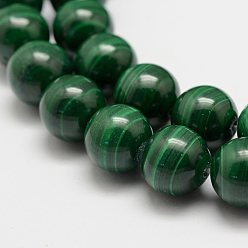 Malachite Natural Malachite Beads Strands, Round, 10mm, Hole: 1mm, about 41pcs/strand, 15.5 inch(39.5cm)