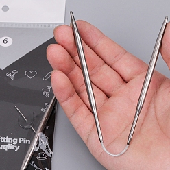 Нержавеющая Сталь Цвет Круговые спицы из нержавеющей стали, устойчивые к потускнению, с волшебной петлей, цвет нержавеющей стали, 235x48 мм