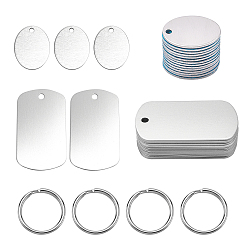 Платиновый & Цвет Нержавейки Набор для самостоятельного изготовления брелоков-подвесок, включая 304 кольца для ключей из нержавеющей стали, алюминиевые подвески, платины и нержавеющая сталь цвет, подвеска: 28 шт / комплект