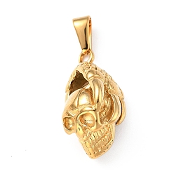 Золотой Вакуумное покрытие pvd 304 подвески из нержавеющей стали, череп, золотые, 26x13.5x14 мм, отверстие : 7.5x3 мм